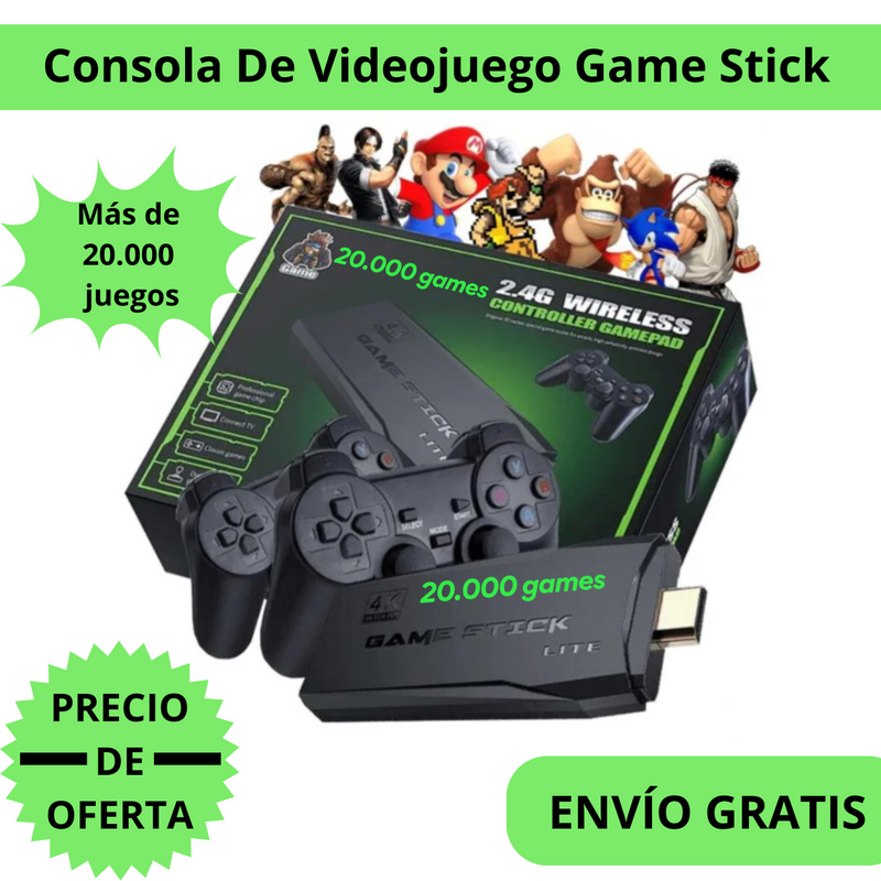 CONSOLA DE VIDEOJUEGO RETRO GAME STICK - MÁS DE 20.000 JUEGOS CLÁSSICOS DE LOS ANOS 80, 90 Y 2000 * CON ENVÍO GRATIS Y PAGAR AL RECIBIR